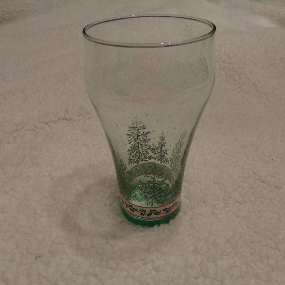 Libbey Coca Cola Holly and Pine Tree Vintage Glass